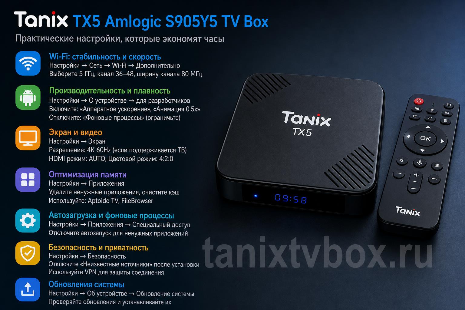 Tanix TX5 Amlogic S905Y5 TV Box. Практические настройки, которые экономят часы Tanix TX5 Amlogic S905Y5 TV Box. Практические настройки, которые экономят часы