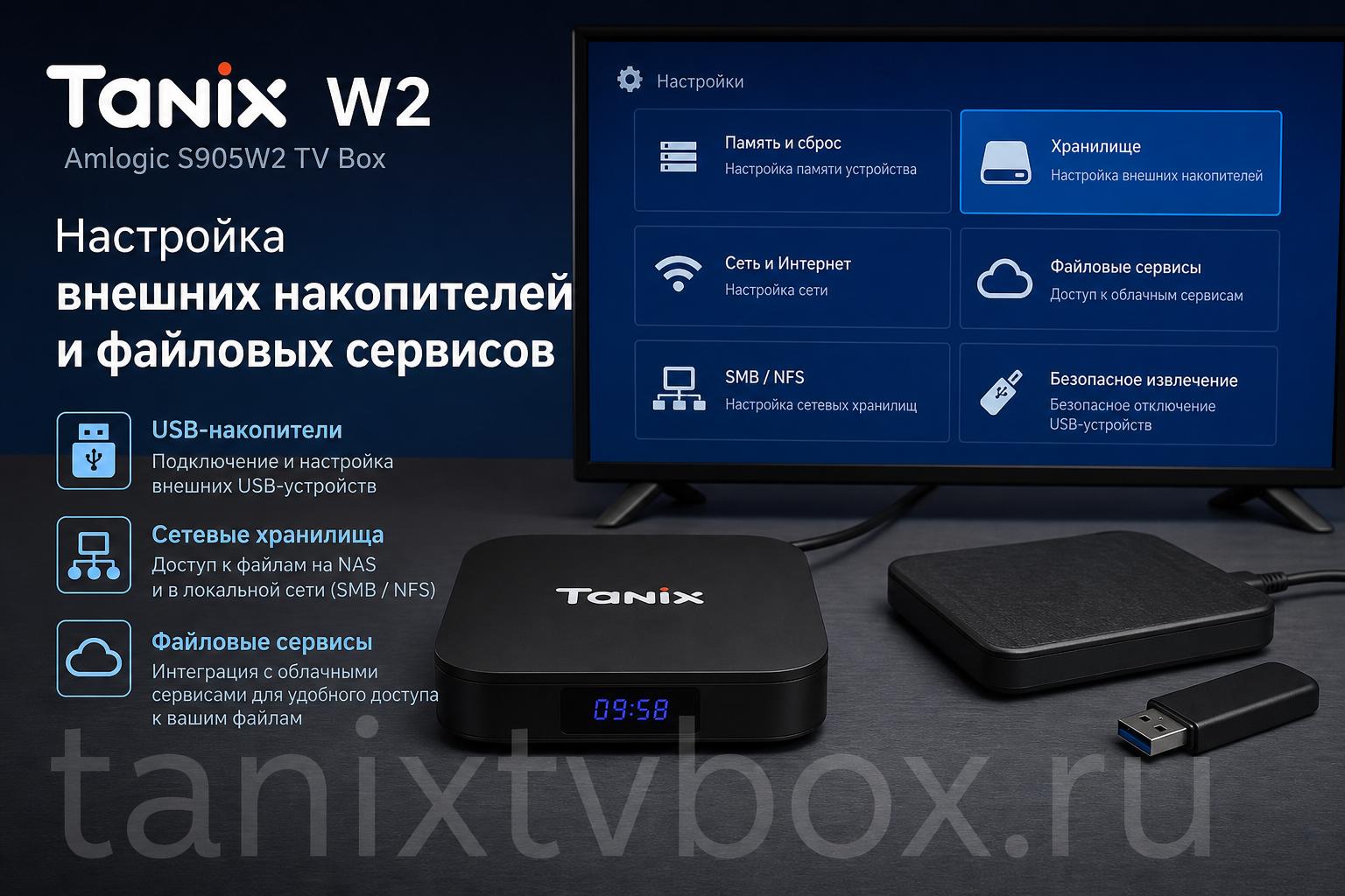 Tanix W2 Amlogic S905W2 TV Box. Настройка внешних накопителей и файловых сервисов Tanix W2 Amlogic S905W2 TV Box. Настройка внешних накопителей и файловых сервисов