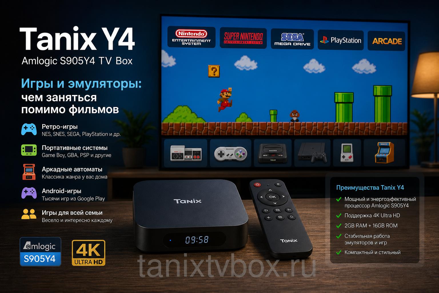 Tanix Y4 Amlogic S905Y4 TV Box. Игры и эмуляторы: чем заняться помимо фильмов Tanix Y4 Amlogic S905Y4 TV Box. Игры и эмуляторы: чем заняться помимо фильмов