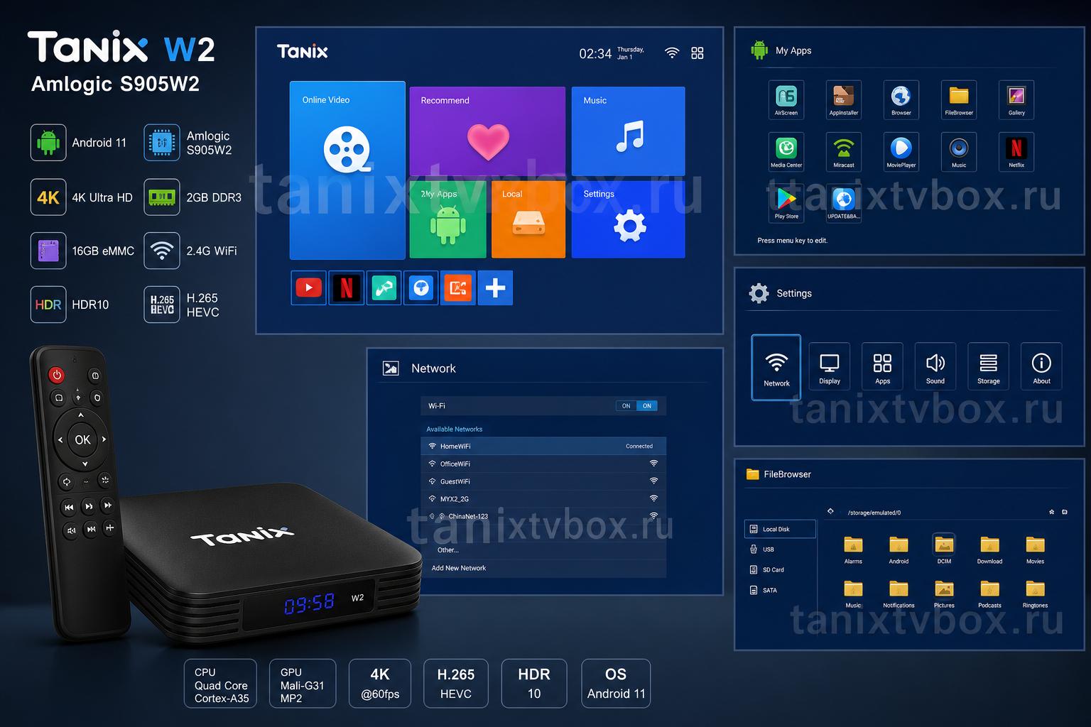 Tanix W2 Amlogic S905W2 TV Box. Программная часть и интерфейс Tanix W2 Amlogic S905W2 TV Box. Программная часть и интерфейс