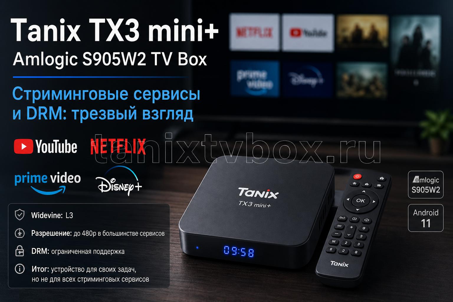 Tanix TX3 mini+ Amlogic S905W2 TV Box. Стриминговые сервисы и DRM: трезвый взгляд