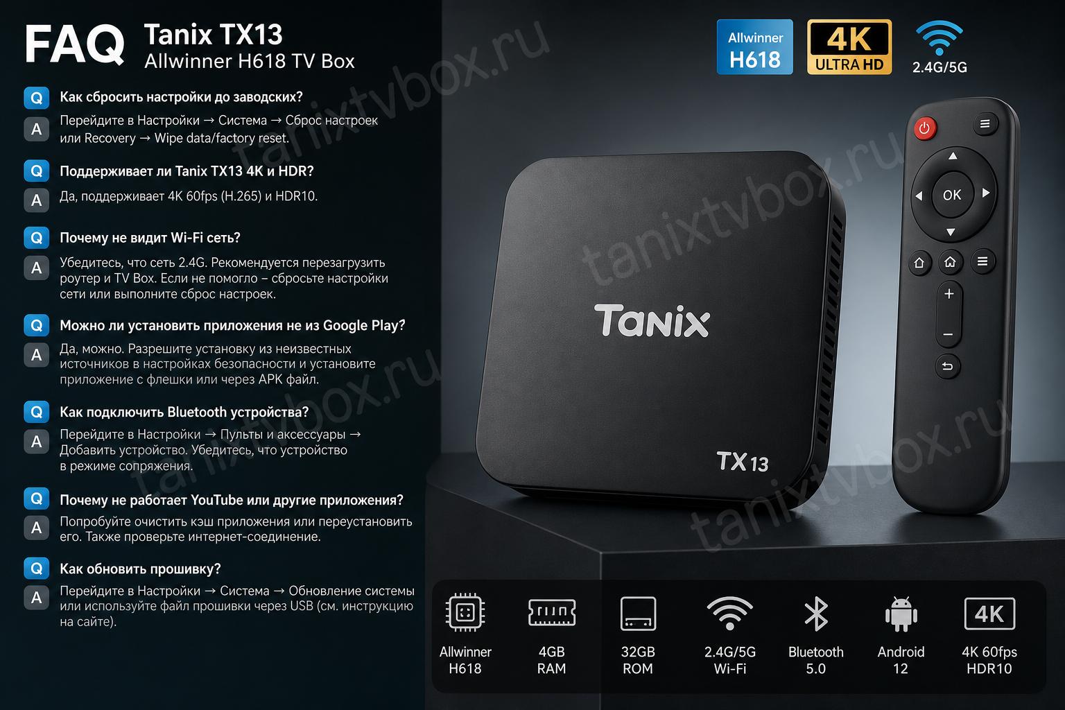 Tanix TX13 Allwinner H618 TV Box. FAQ из реальных вопросов