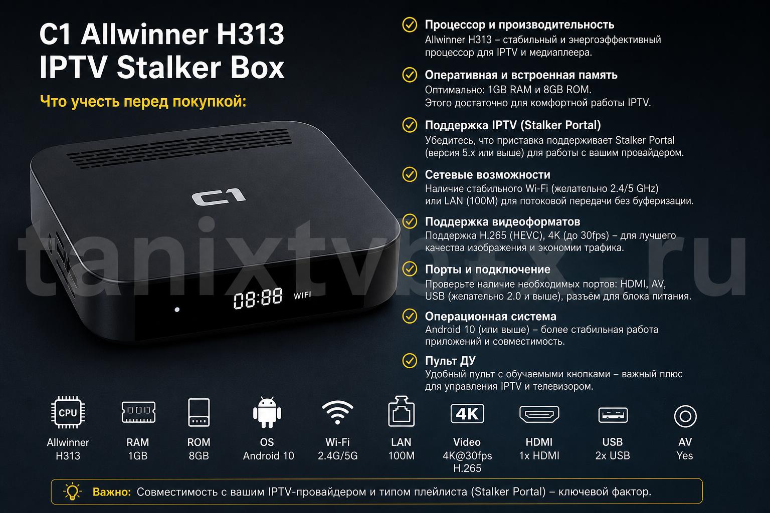 C1 Allwinner H313 IPTV Stalker Box. Что учесть перед покупкой