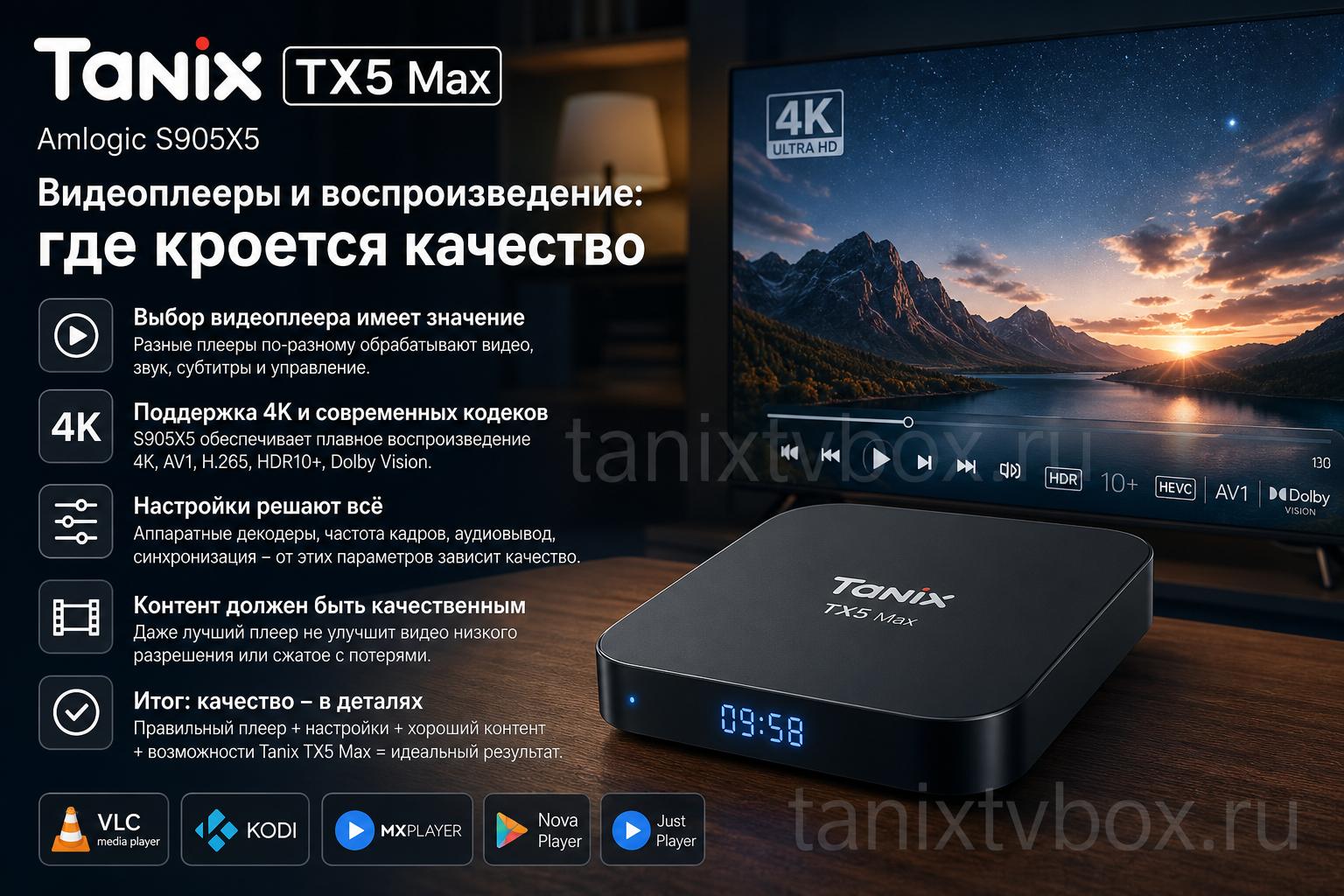 Tanix TX5 Max Amlogic S905X5 TV Box. Видеоплееры и воспроизведение: где кроется качество
