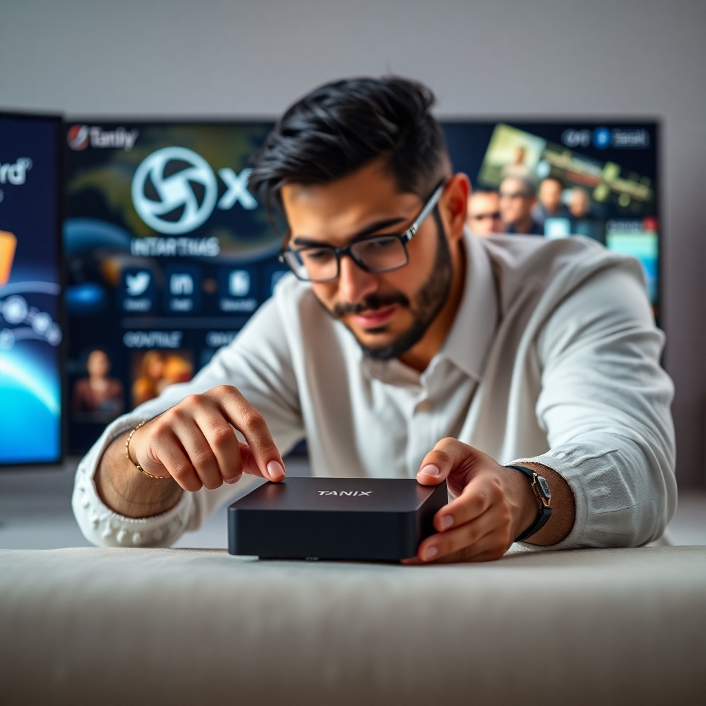 unleashing - tech-savvy individual setting up Tanix Amlogic S905w2 TV box, detailed instructions and easy installation proces