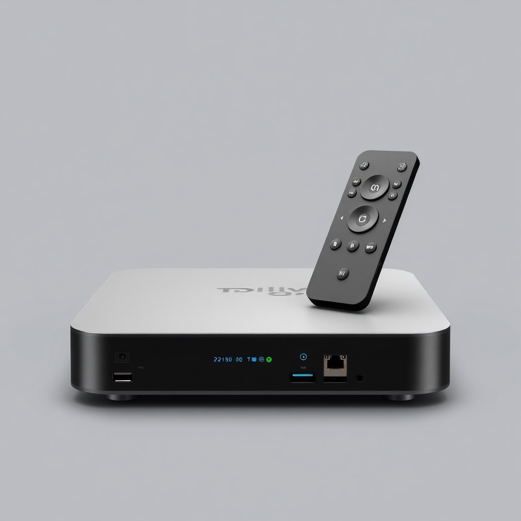 tanix - sleek and modern TV box with multiple connectivity ports, remote control, and LED display
